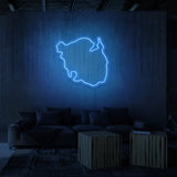 Leuchtreklame „FINDEN“.