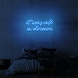 Leuchtreklame „ES WAR ALLES EIN TRAUM“.