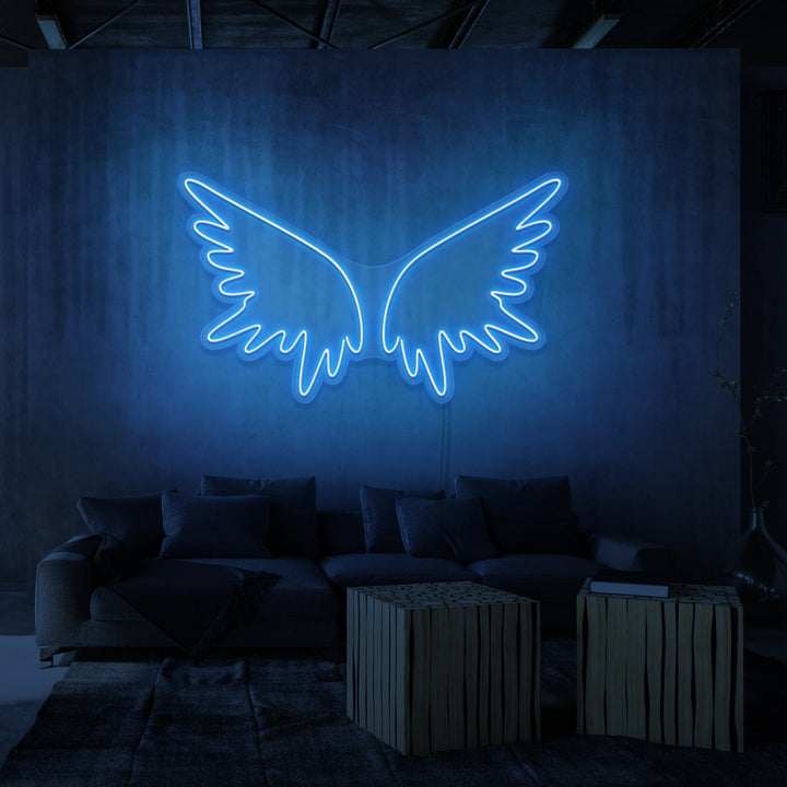 Leuchtreklame „Engelsflügel“.
