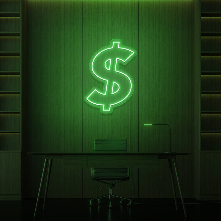 Leuchtreklame „DOLLARZEICHEN“.