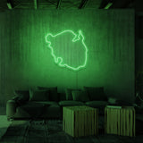 Leuchtreklame „FINDEN“.