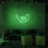 Neonschild „Line Art Lips“.