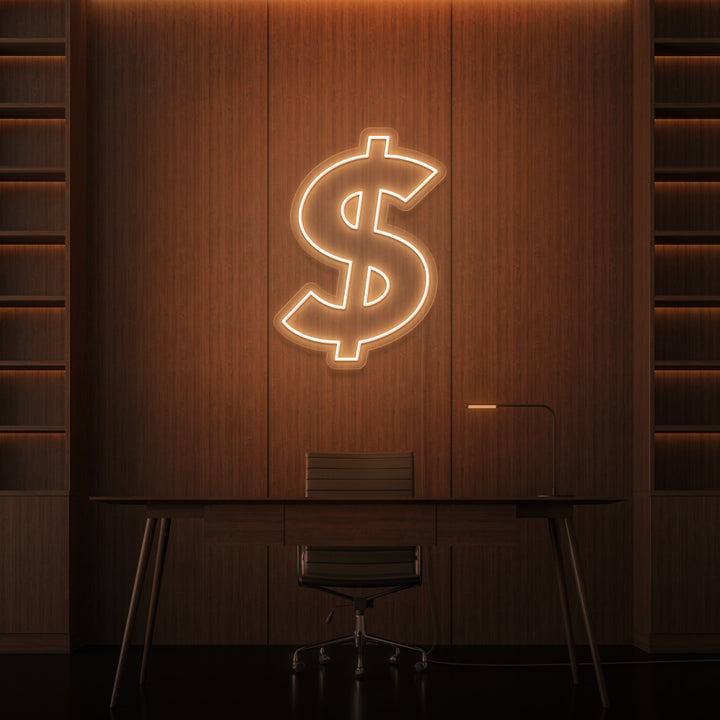Leuchtreklame „DOLLARZEICHEN“.