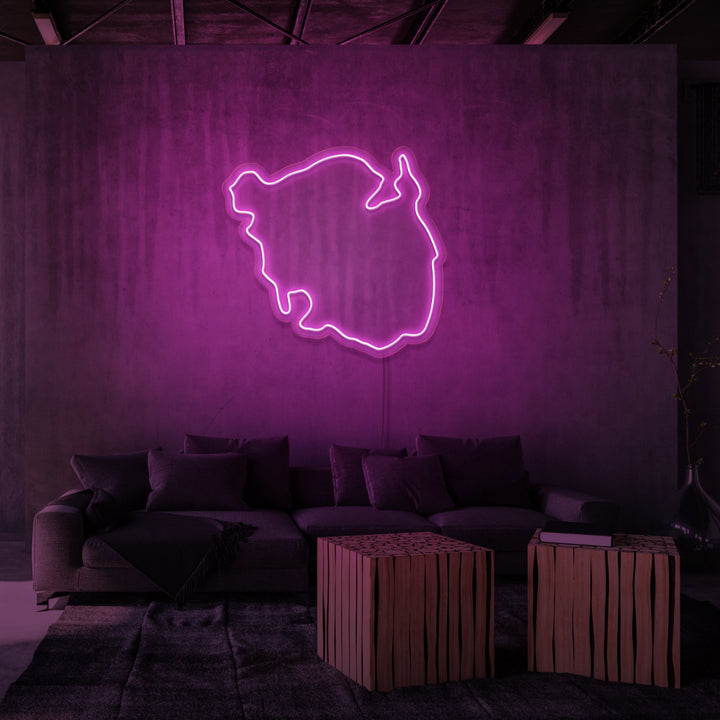 Leuchtreklame „FINDEN“.