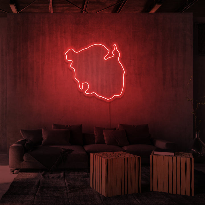 Leuchtreklame „FINDEN“.