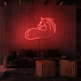 Leuchtreklame „Pferd“.