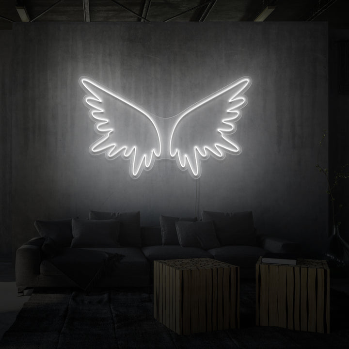 Leuchtreklame „Engelsflügel“.