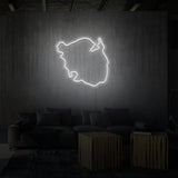 Leuchtreklame „FINDEN“.