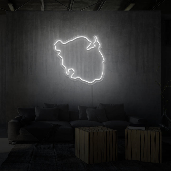 Leuchtreklame „FINDEN“.