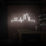 Leuchtreklame „Heartbeat City“.