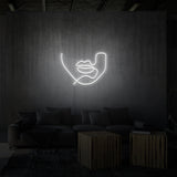 Neonschild „Line Art Lips“.
