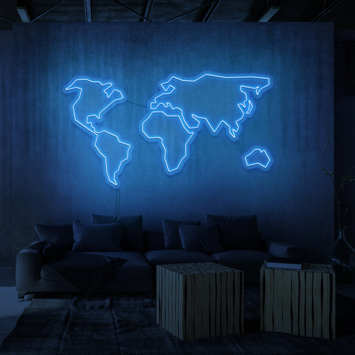 Leuchtreklame „Weltkarte“. 