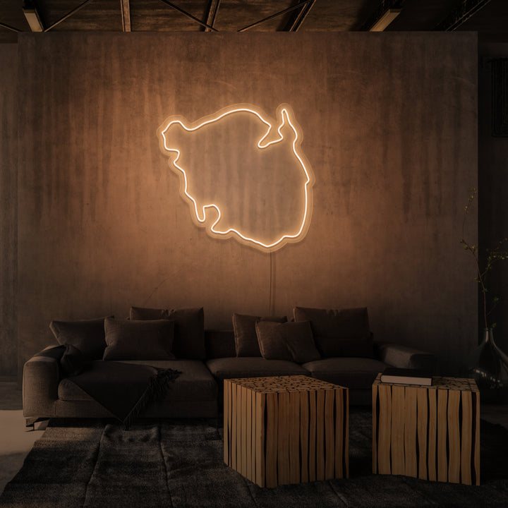 Leuchtreklame „FINDEN“. 