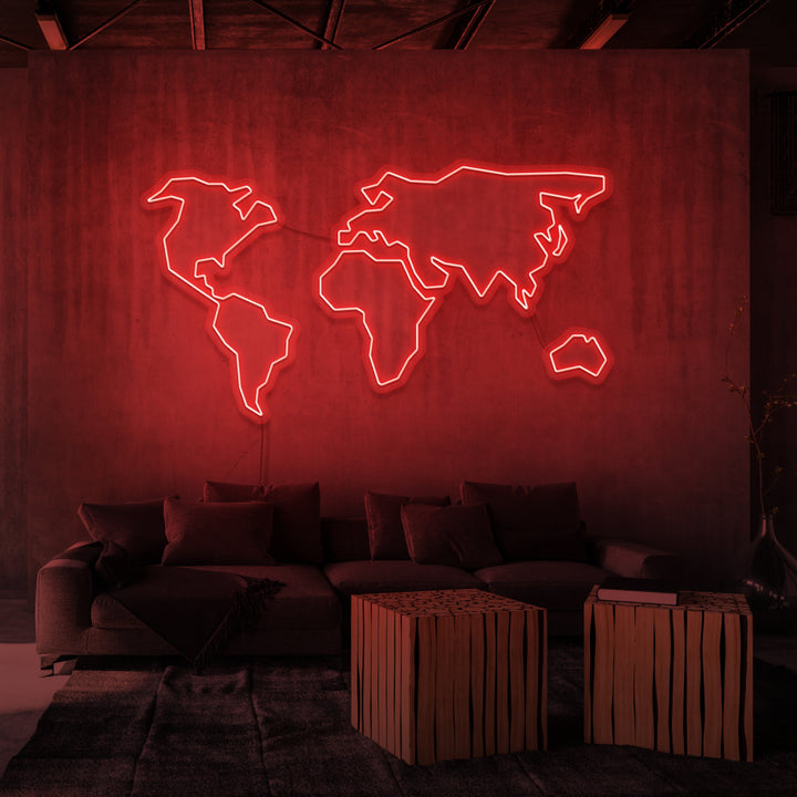 Leuchtreklame „Weltkarte“. 