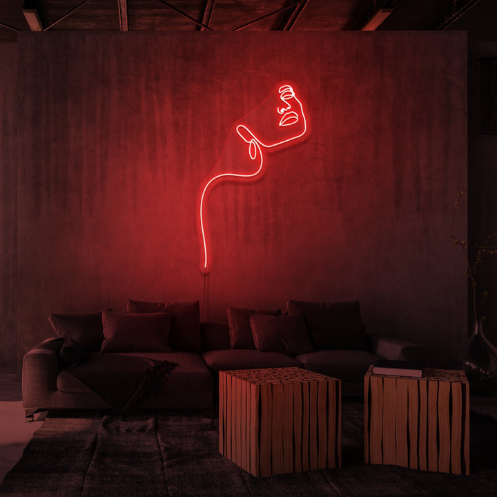 Leuchtreklame „LINE ART LADY“. 