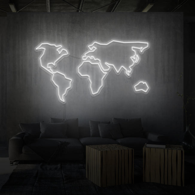 Leuchtreklame „Weltkarte“. 