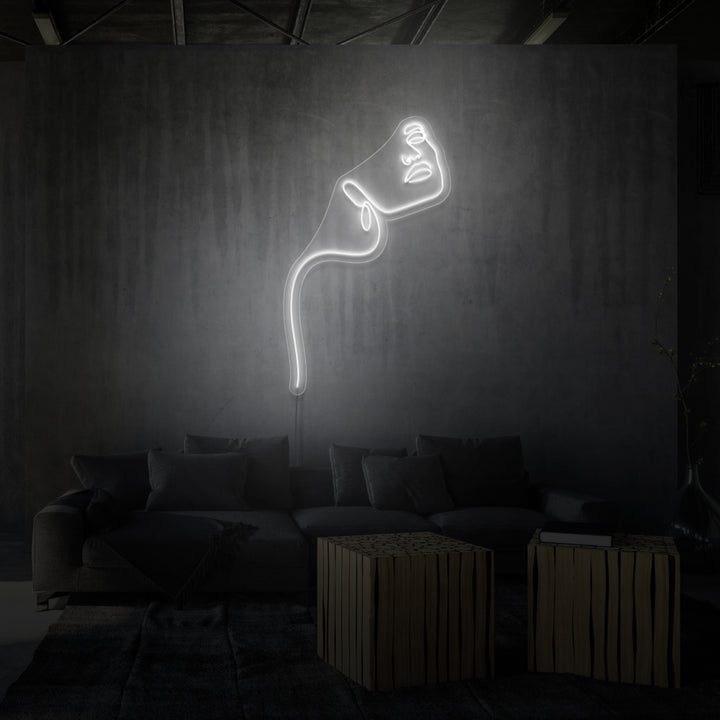 Leuchtreklame „LINE ART LADY“. 