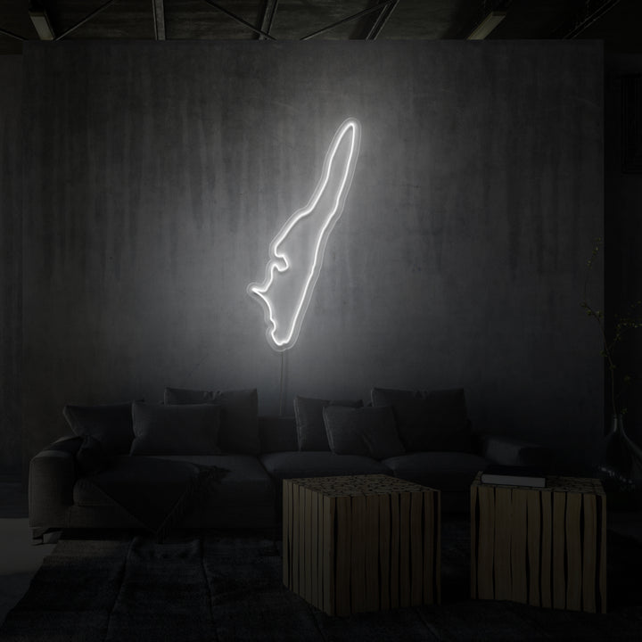 Leuchtreklame „LANGELAND“. 